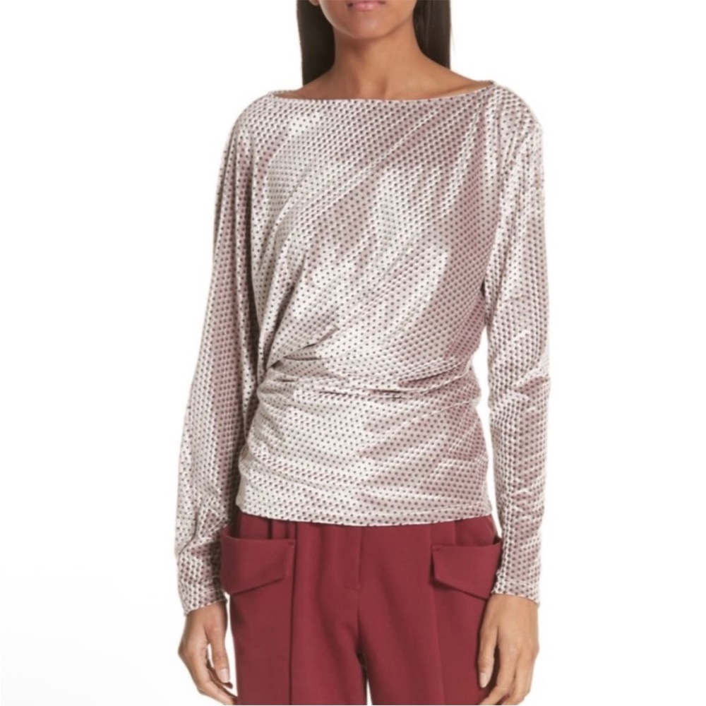 Rachel Comey Haven Top Pink Velvet Size 6 Draped Long Sleeve‎ Boatneck